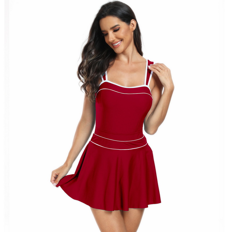 New European Sexy One-Piece Swimsuit - Sports Bikini Set with Skirt Two-Piece In Stock_09