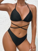 New Solid Color Bikini – Sexy Front Cross Halter Neck Swimsuit