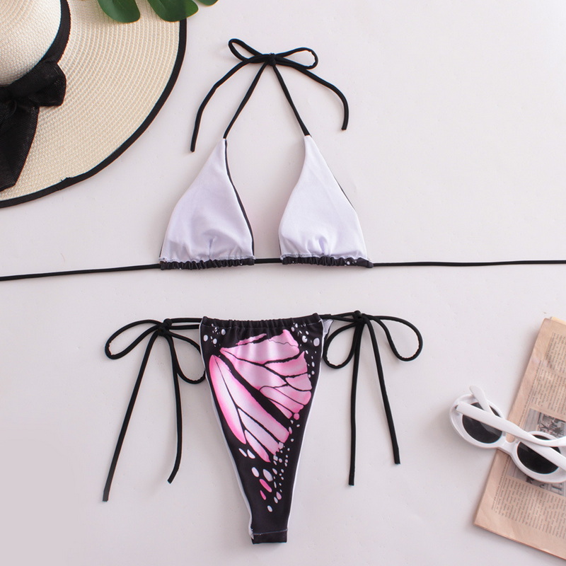 New Tie Bikini &ndash; Digital Butterfly Print Triangle Soft Cup Two-Piece Swimwear_16