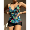 2025 New Western Style Two-Piece Swimsuit – Printed Modest Boyshort Bikini Set