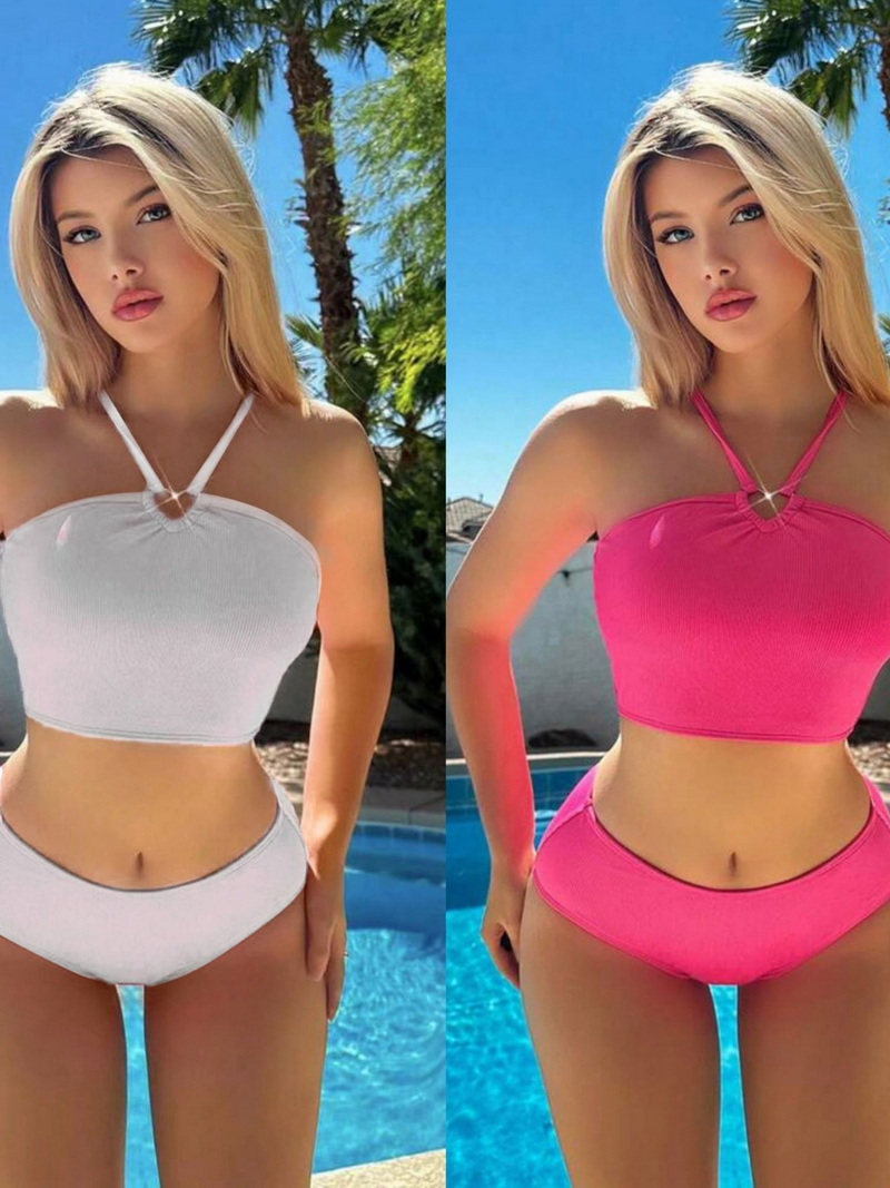 New Sexy Hollow Halter Bikini Set - Two-Piece Beach Swimsuit