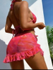 Sexy Three-Piece Halter Mesh Skirt Bikini Set - Includes Cover-Up Swimwear