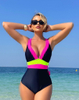 New Western Style One-Piece Swimsuit – Waist-Cinching V-Neck Backless Swimwear