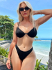 Sexy Solid Color Two-Piece Bikini - Women's Beach Swimwear