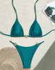 2025 New European And American Bikini With Metallic Ring, Shiny And Sexy Solid Color Swimsuit