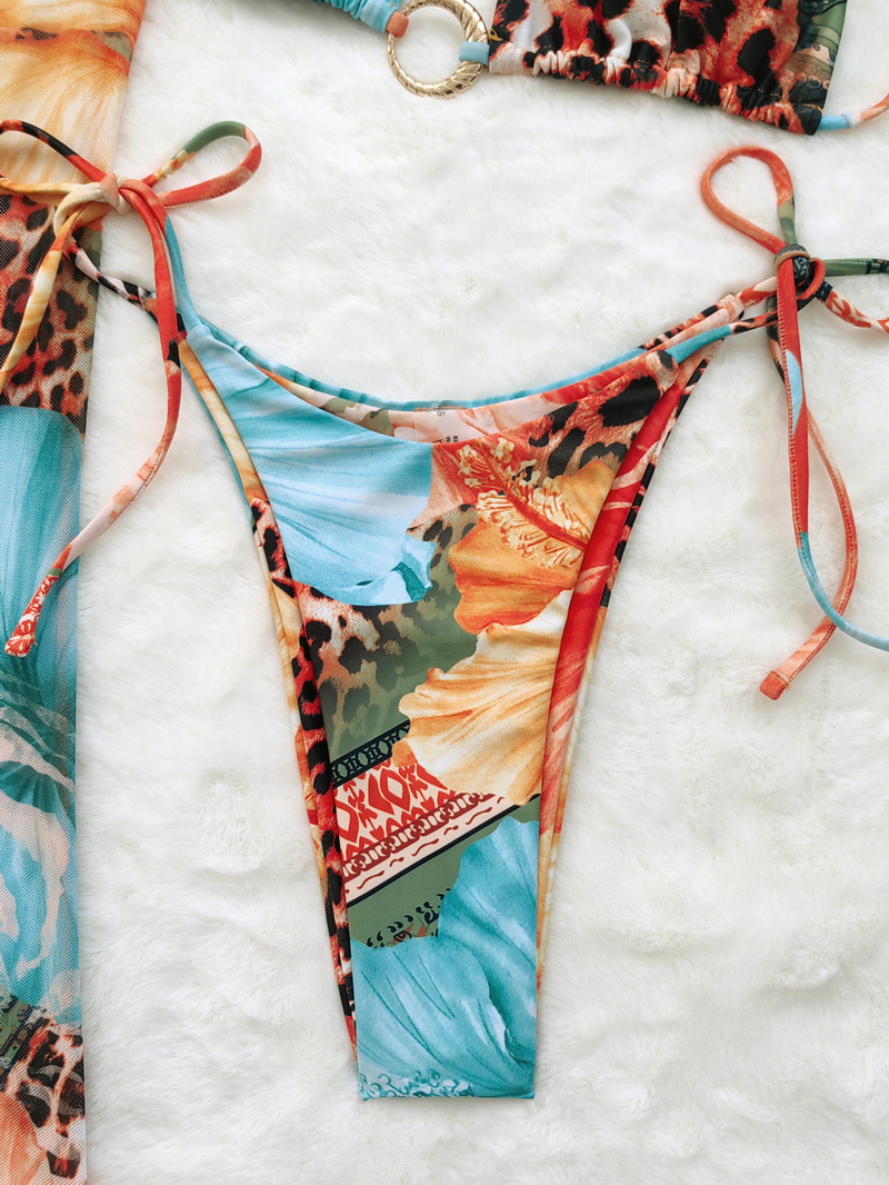 2025 Chic Leopard Print Bikini With Cut-Out Design And Fashionable Long Dress