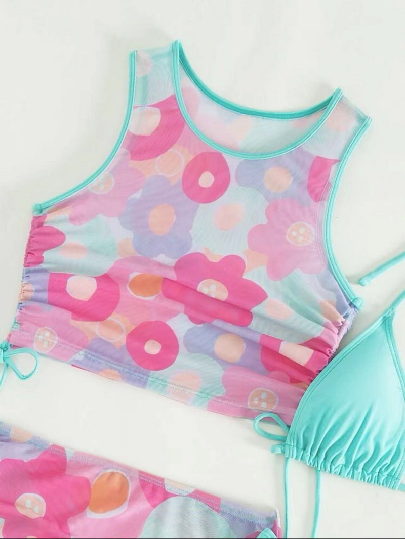 Sexy Four-Piece Printed Mesh Bikini Set - Women's Beach Swimwear_8