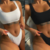 Sexy Two-Piece Solid Color Bikini - Classic Beach Swimwear