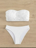 Sexy Solid Color Floral Bandeau Bikini - Women's Beach Swimwear Hot Seller