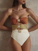 2025 New European One-Piece Bikini With Cut-Outs, Backless Print, And Metal Trim