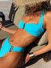 2025 New Solid Two-Piece Bikini With Push-Up And Fashion Metal Accents