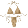 Solid Color Metal Accent Two-Piece Bikini Set Sexy European Style