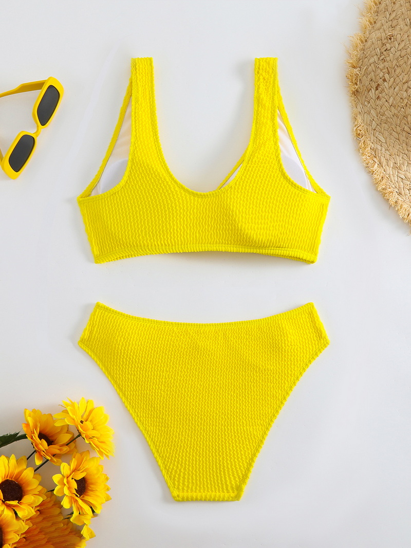 2025 Solid Ribbed Bikini Two-Piece Swimsuit European Style_02