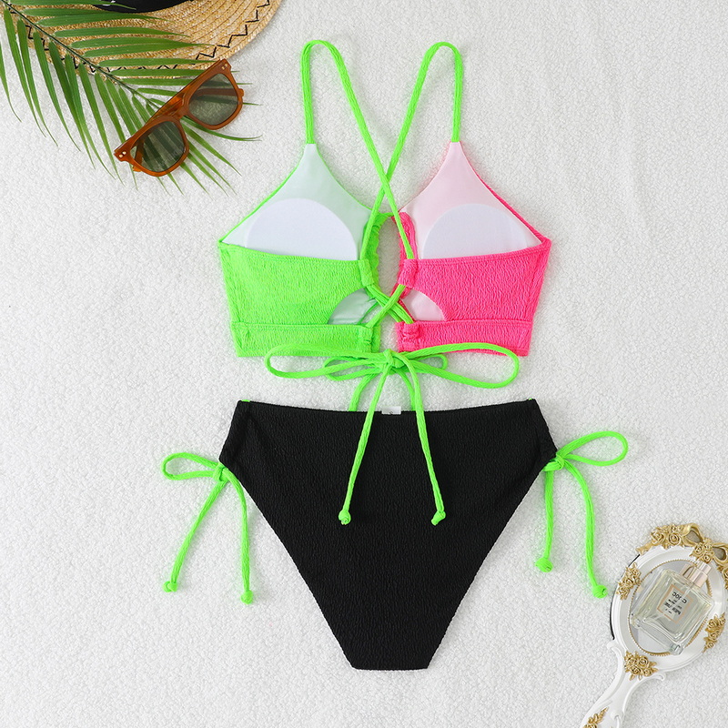 2025 Color Block Bikini Sexy Crisscross Two-Piece Swimsuit_13