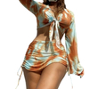 Sexy Tie-Dye Five-Piece Bikini Set - Includes Headscarf Women's Swimwear