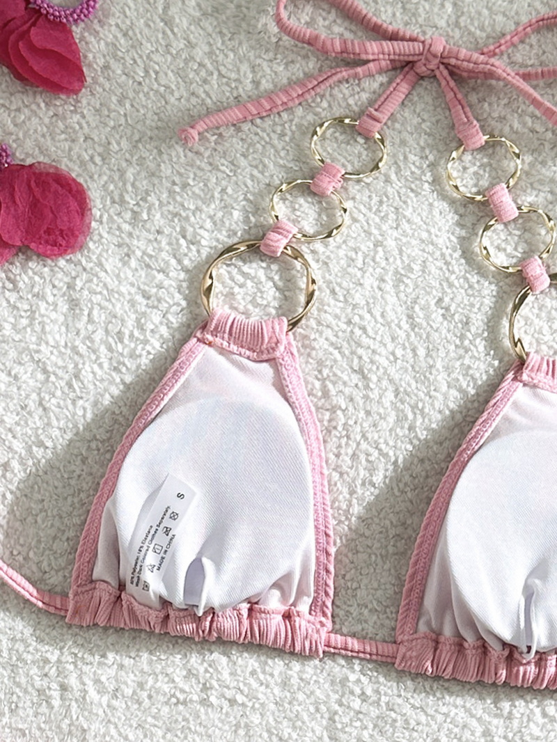 Sexy Solid Color Three-Piece Bikini Set - Thai Vacation Women's Swimwear