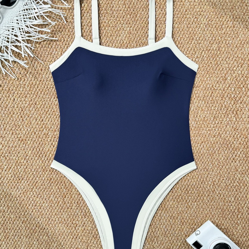 2025 New European One-Piece Swimsuit With Sexy Tight Bandeau In Solid Color