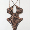 2025 New European Leopard Print One-Piece Bikini With Sexy Front Cross Cut-Out