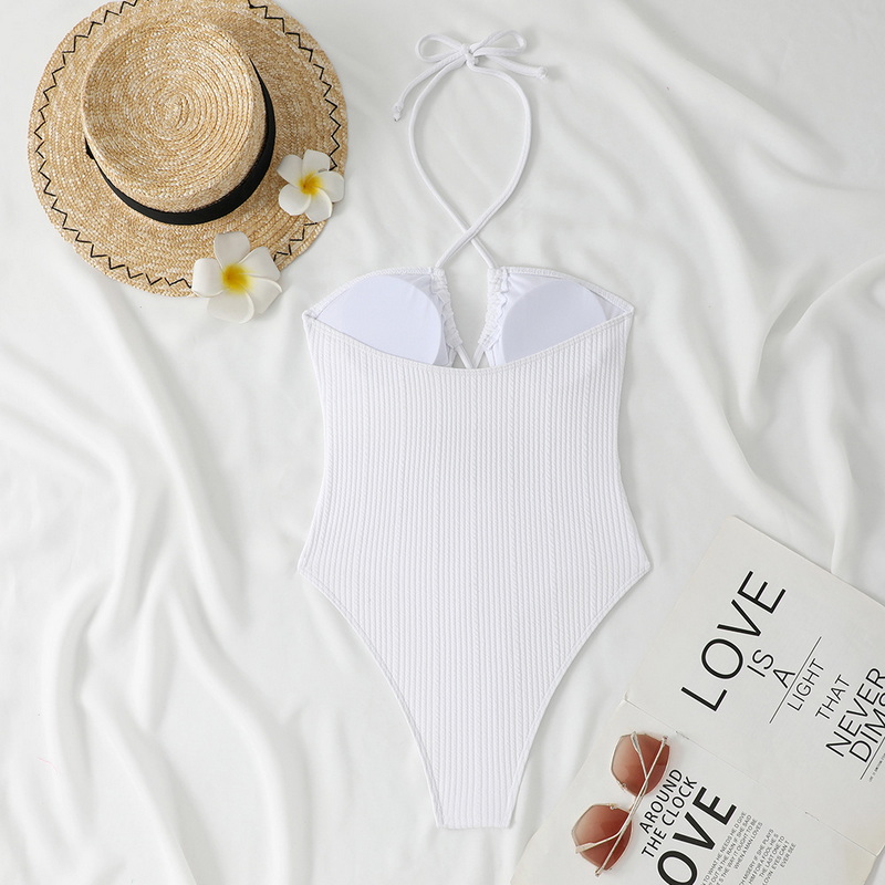 2025 New Ins-Style European One-Piece Swimsuit With Strappy Halter And Cut-Out Design