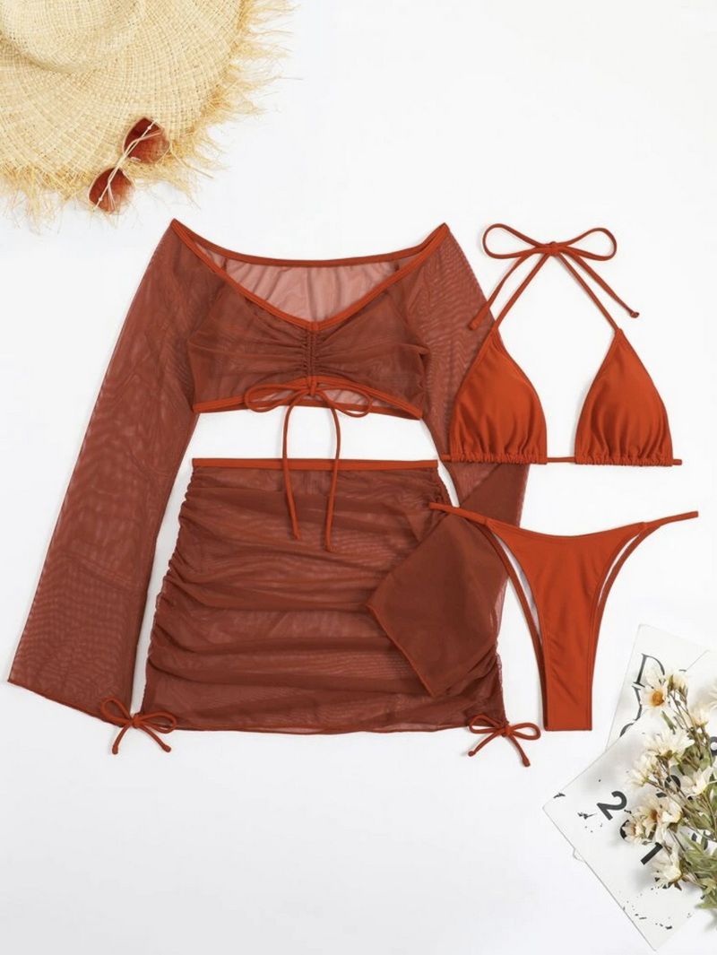 Sexy Solid Color 4-Piece Bikini Swimsuit Set for Women - Hot Seller_11