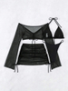 Sexy Solid Color 4-Piece Bikini Swimsuit Set for Women - Hot Seller