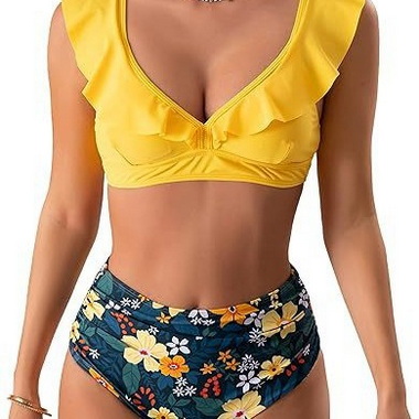 2025 New Women's Swimsuit – Western Style Ruffled Bikini with Push-Up Support