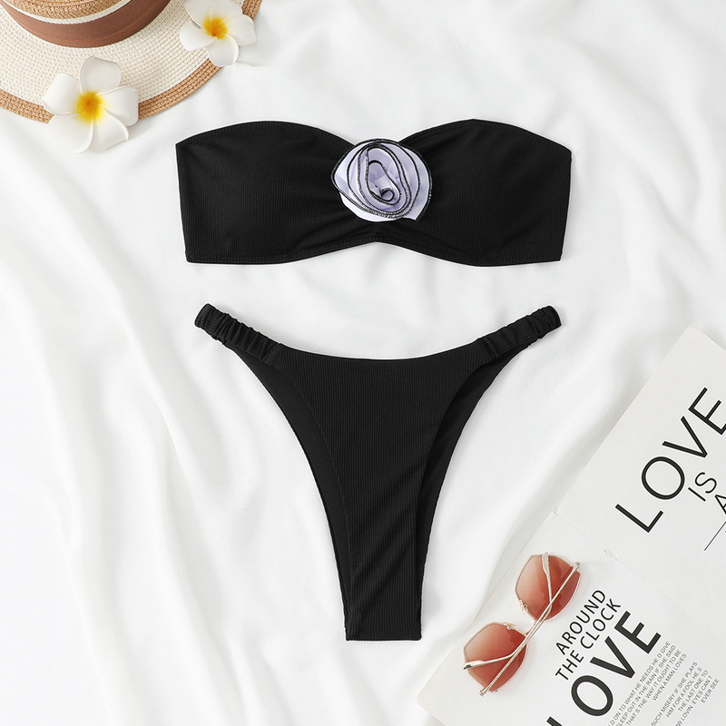 2025 Sexy Two-Piece Swimsuit &ndash; 3D Floral Strapless Bikini for a Bold Look_7
