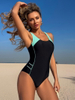 2025 Printed Solid Color Tie One-Piece Bikini - Quick-Dry Hot Spring Swimsuit