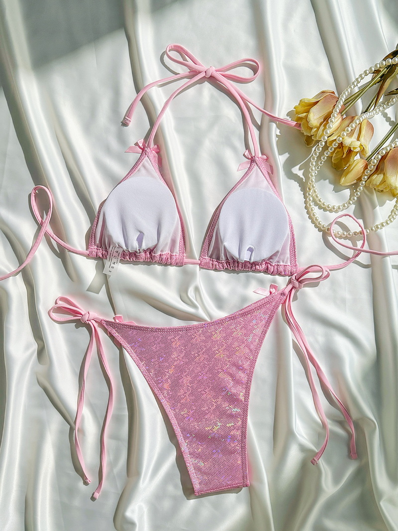 2025 Sexy Solid Color Bow Bikini - Women's Beach Vacation Swimwear_15