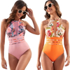 2025 New Ruched Mesh One-Piece Swimwear Mesh Patchwork For Women