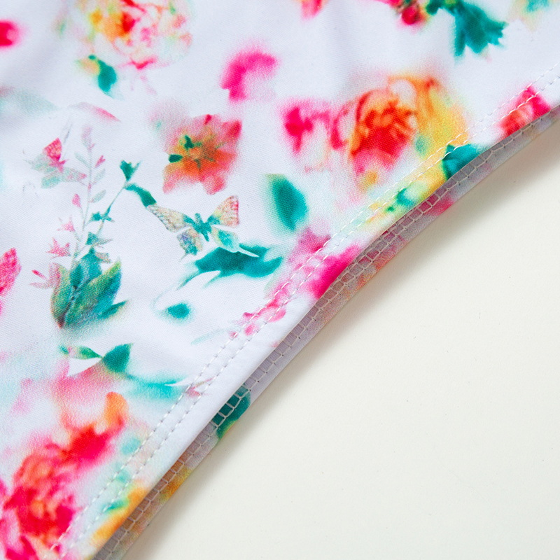 Floral Print Tie-Up Backless Bikini Two-Piece For Women European New_09