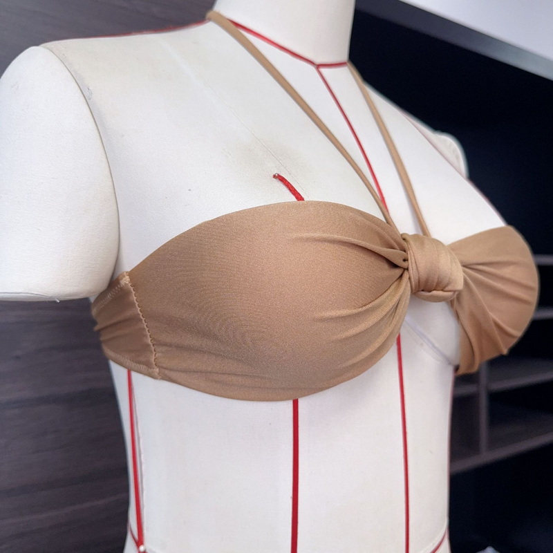 Knot Tie-Up Bikini Set Sexy Backless Two-Piece Export Style For Women_06