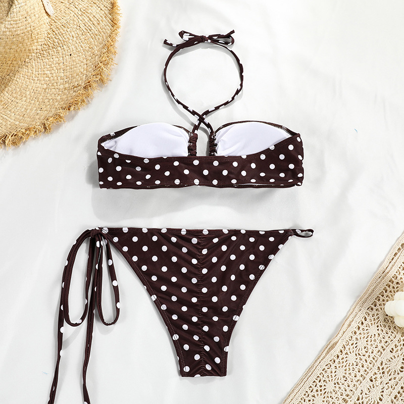 Strapless Tie Bikini Solid Color Two-Piece Swimsuit For Women Four Colors Export_07