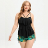 New European Plus Size Women's Swimsuit Ruffle Two-Piece Conservative Swimwear
