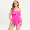 New European Plus Size Women's Swimsuit Ruffle Two-Piece Conservative Swimwear