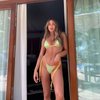 Colorblock Printed Tie Bikini Two-Piece Swimsuit Sexy European Export With New Colors