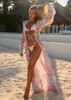 Floral Print Long Beach Dress For Women With Tie Straps Loose Fit Design