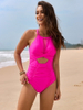 2025 New Solid Mesh Patchwork Twist Cross One-Piece Swimsuit Exclusive Swimwear