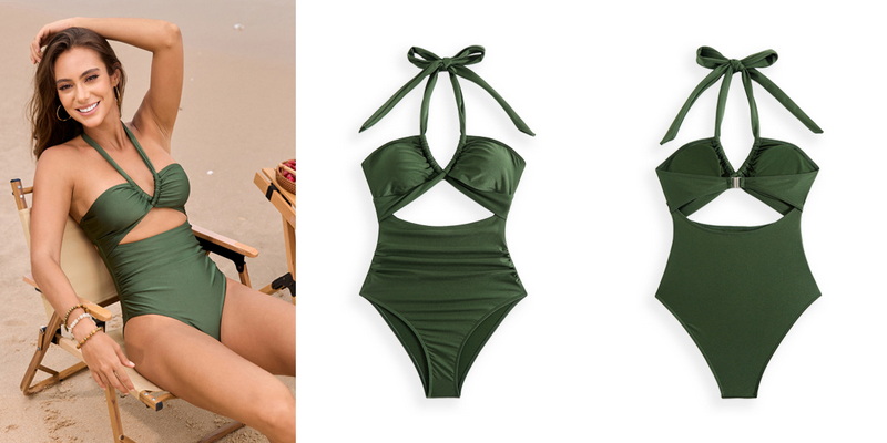 2025 New Tie Halter One-Piece Swimsuit Two-Piece Set Hot-Selling Swimwear_20