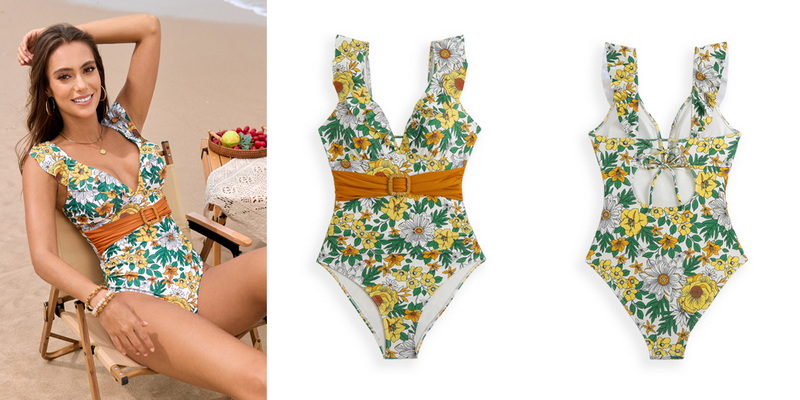 2025 New Back-Tie Ruffle Waist One-Piece Swimsuit Women's Swimsuit_20