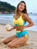 2025 New Solid Patchwork Crisscross Tie Bikini Set Women's Bikini Swimwear