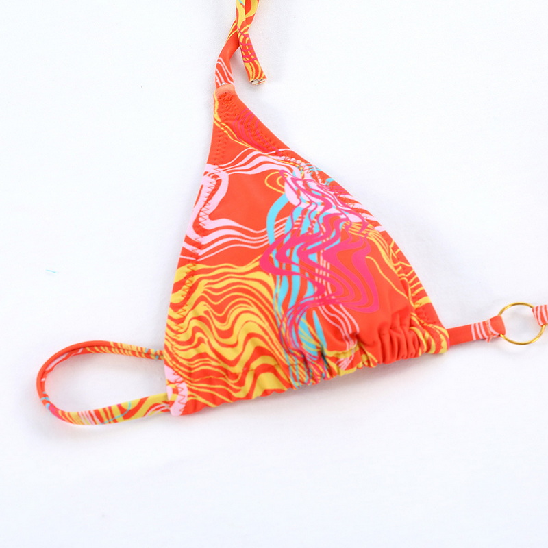 Backless Printed Three-Ring Tie Bikini Sexy Two-Piece European Style_11