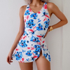 New Western Style One-Piece Swimsuit – Printed Tight Fit Skirted Swimwear