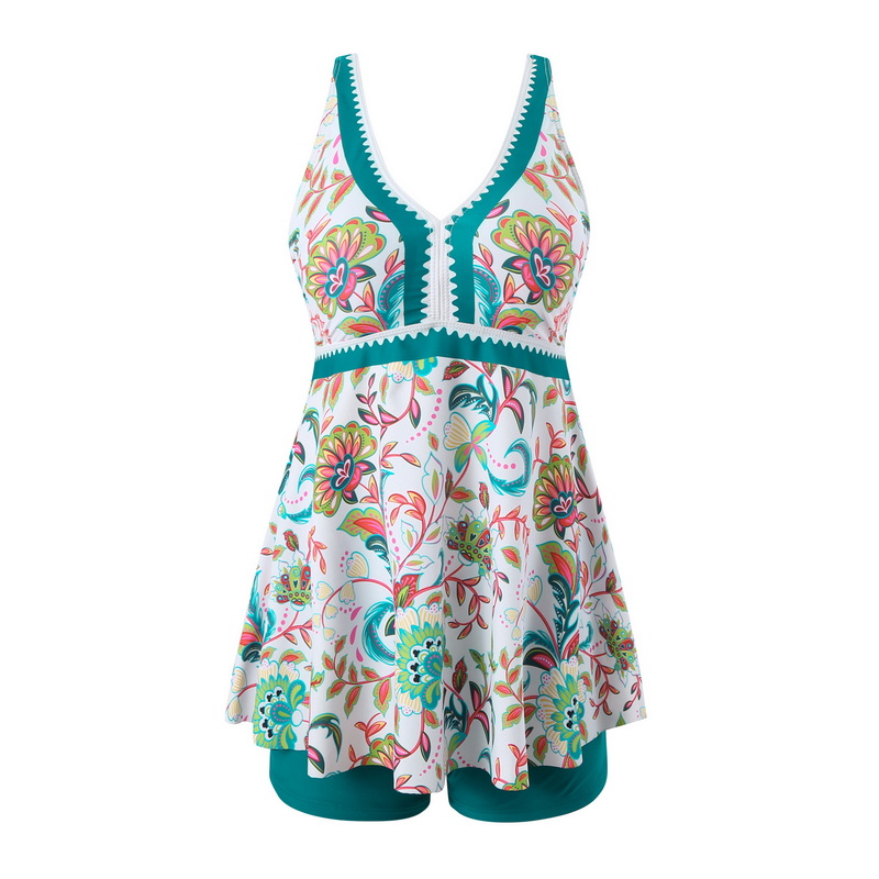 New European Sports Two-Piece Swimsuit - Plus Size with Boyshort Bottoms_19