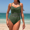 2025 Patchwork One-Piece Swimsuit - Quick-Dry European Bikini Style