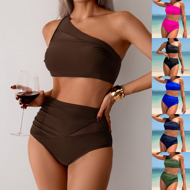 2025 One-Shoulder Two-Piece Swimsuit - Sexy Quick-Dry European Bikini