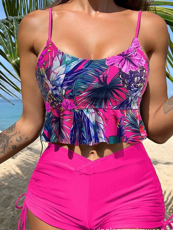 2025 New Two-Piece Swimsuit &ndash; High Waist Boyshort Printed Bikini Set_07