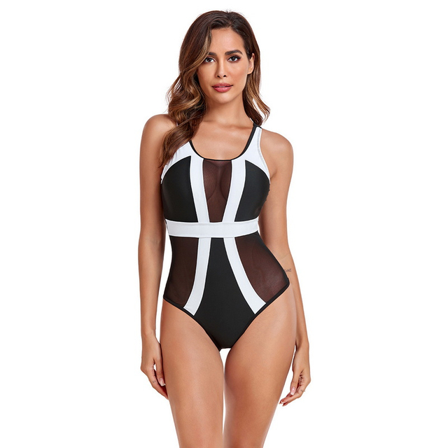 2025 New Western Style Swimsuit – Color Block One-Piece Women's Swimwear