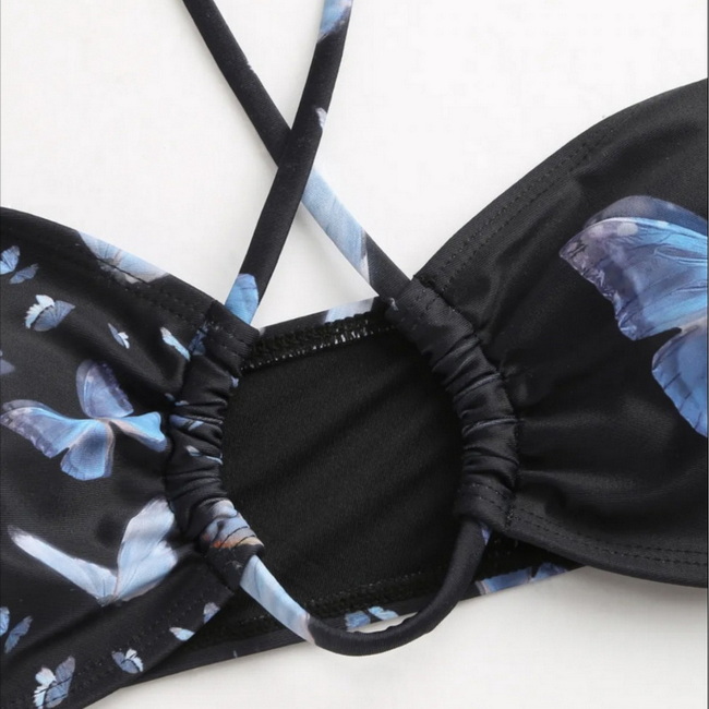 Sexy Butterfly Print Micro Bikini - Three-Point Women's Swimwear