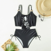 Sexy Solid Color Cutout Bikini - Pure Desire Beach Swimsuit
